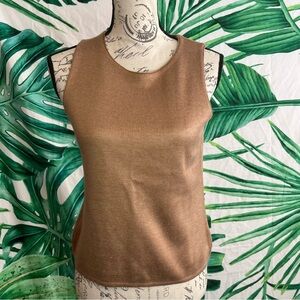 Vintage Spago SP Acrylic Mocha Sleeveless Knit Sweater Business Casual Top